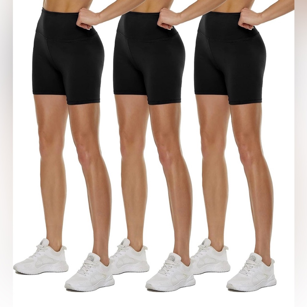 NWT 5-Pack Women's Black High-Waisted Yoga/Volleyball Shorts Large/X-Large